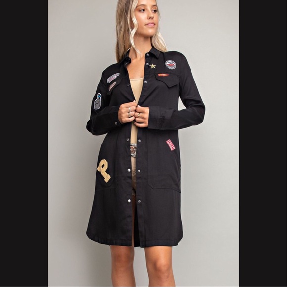 🆕5⭐️Long Shirt Jacket W Patches - Picture 4 of 7